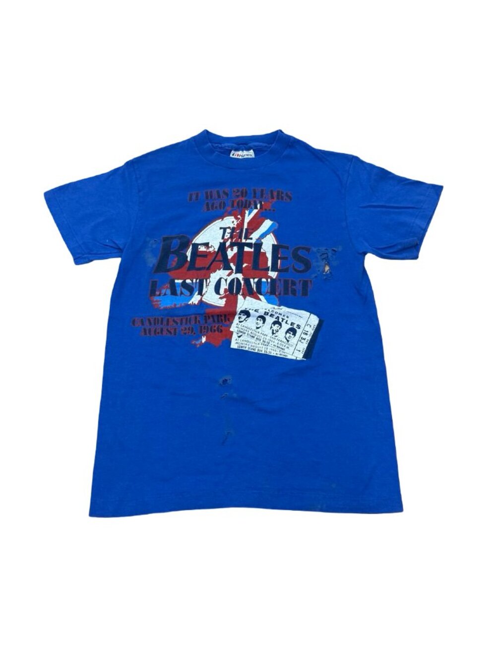 Vintage 90s The Beatles Last Concert Tee USA Single Stitch Distressed Blue